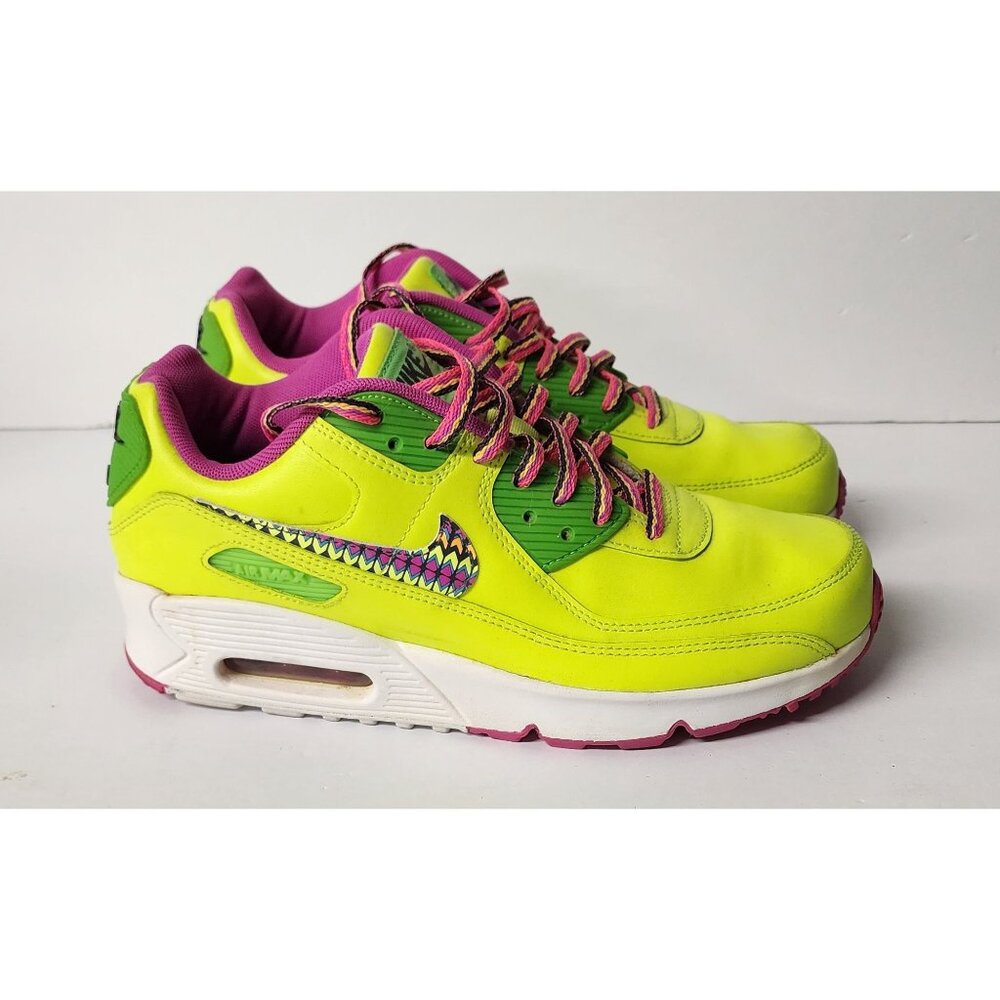 NIKE AIR MAX 90 LTR GS VOLT/MULTI-COLOR-FIRE PINK SIZE 6Y US / CW5795-700